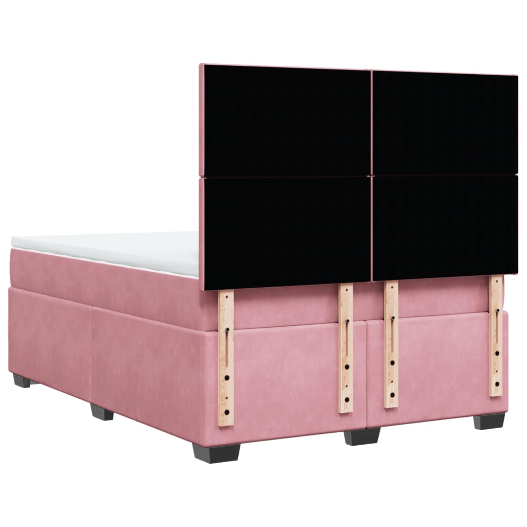 Giroletto a Molle con Materasso Rosa 140x200 cm in Velluto