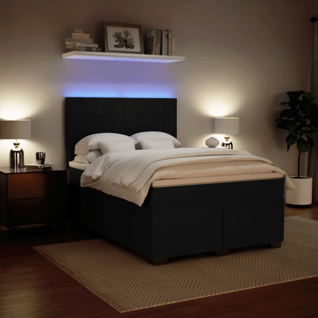 Giroletto a Molle con Materasso Nero 140x200 cm in Velluto