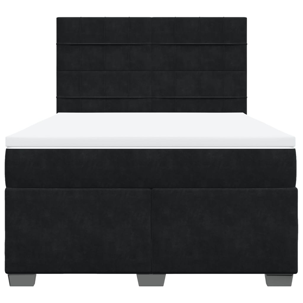 Giroletto a Molle con Materasso Nero 140x200 cm in Velluto