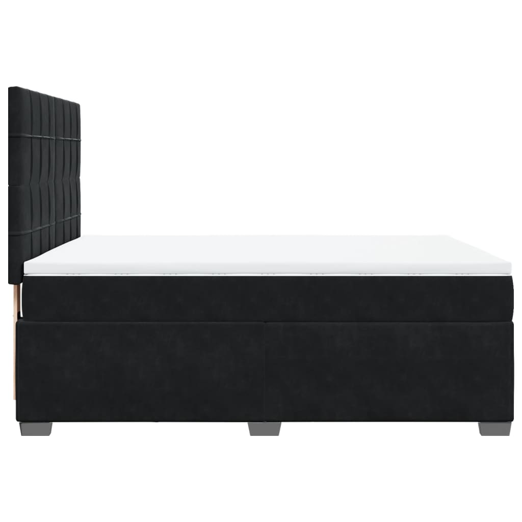 Giroletto a Molle con Materasso Nero 140x200 cm in Velluto