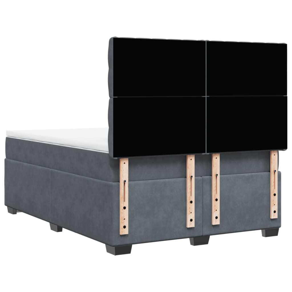 Giroletto a Molle con Materasso Grigio Scuro 140x200 cm Velluto
