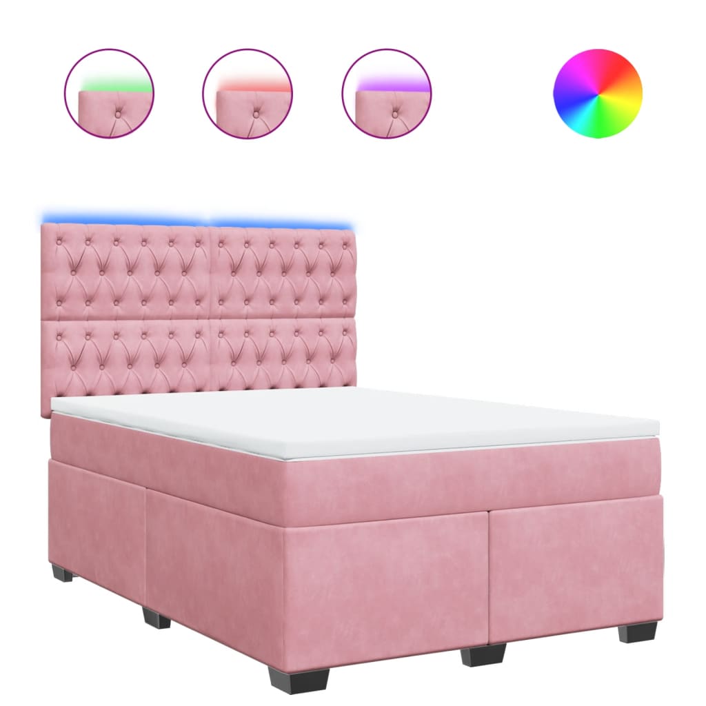 Giroletto a Molle con Materasso Rosa 140x200 cm in Velluto