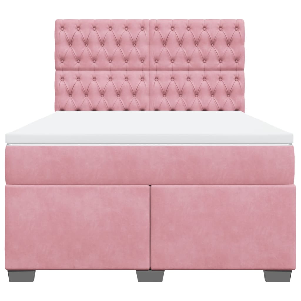 Giroletto a Molle con Materasso Rosa 140x200 cm in Velluto