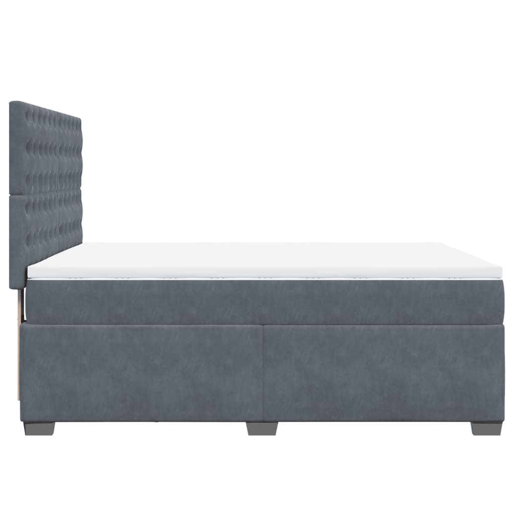 Giroletto a Molle con Materasso Grigio Scuro 140x200 cm Velluto | homemem39