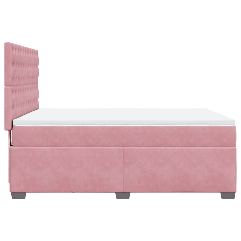 Giroletto a Molle con Materasso Rosa 140x200 cm in Velluto