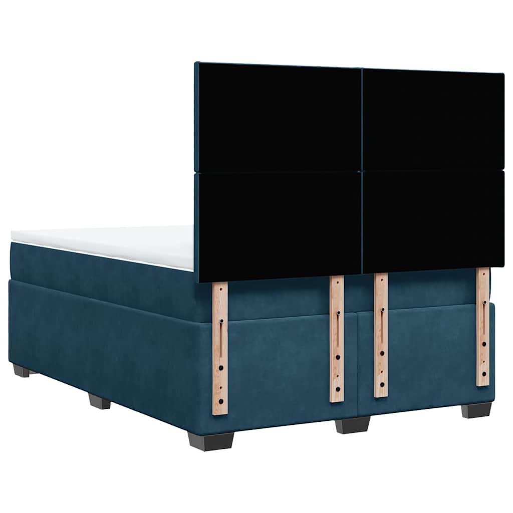 Giroletto a Molle con Materasso Blu 160x200 cm in Velluto