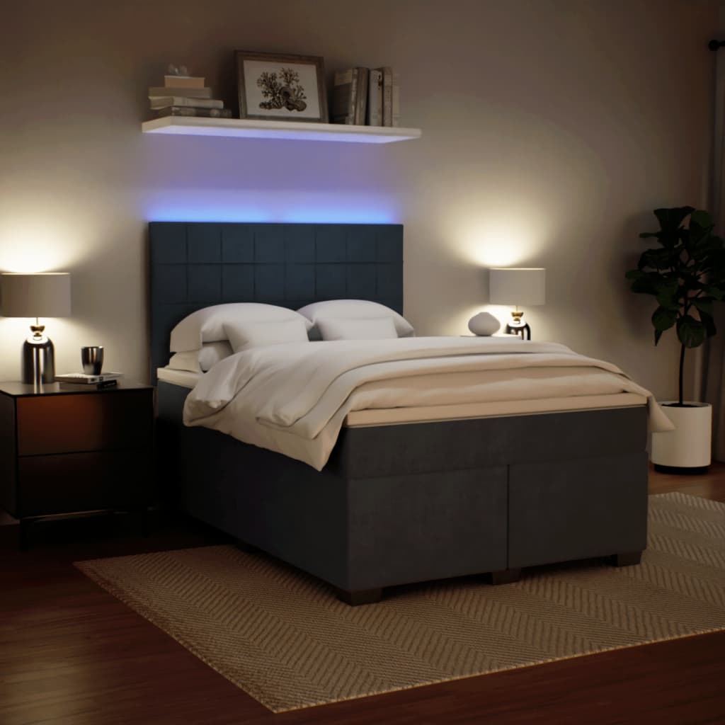 Giroletto a Molle con Materasso Grigio Scuro 160x200 cm Velluto