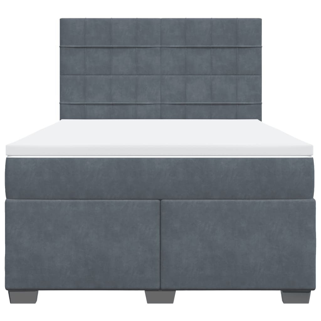 Giroletto a Molle con Materasso Grigio Scuro 160x200 cm Velluto