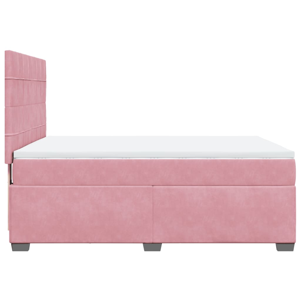 Giroletto a Molle con Materasso Rosa 160x200 cm in Velluto | homemem39