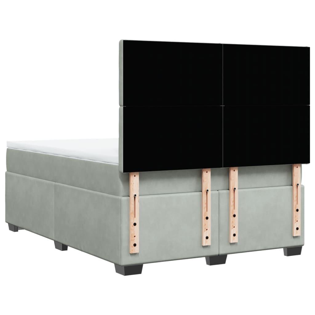 Giroletto a Molle con Materasso Grigio Chiaro 160x200cm Velluto
