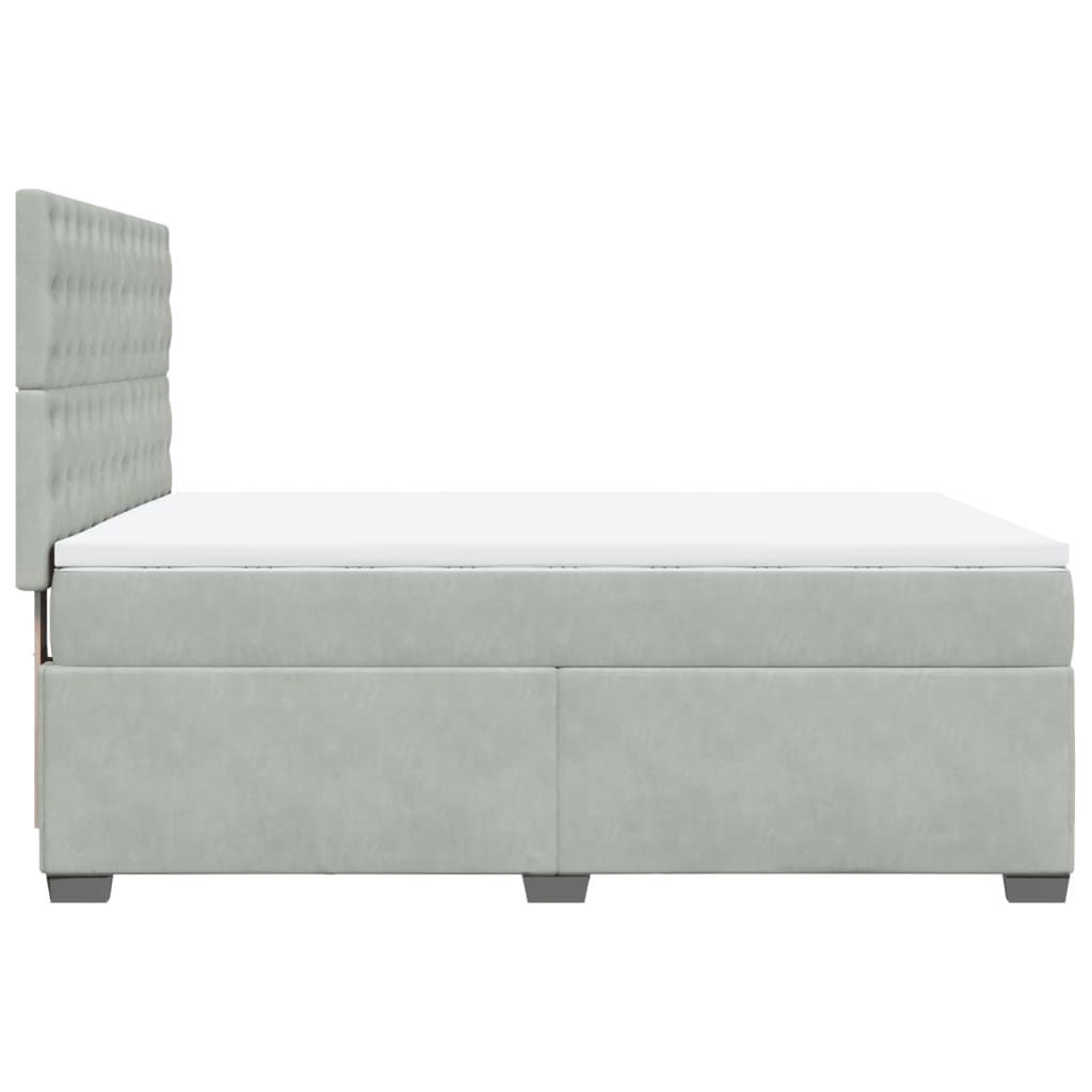 Giroletto a Molle con Materasso Grigio Chiaro 160x200cm Velluto | homemem39
