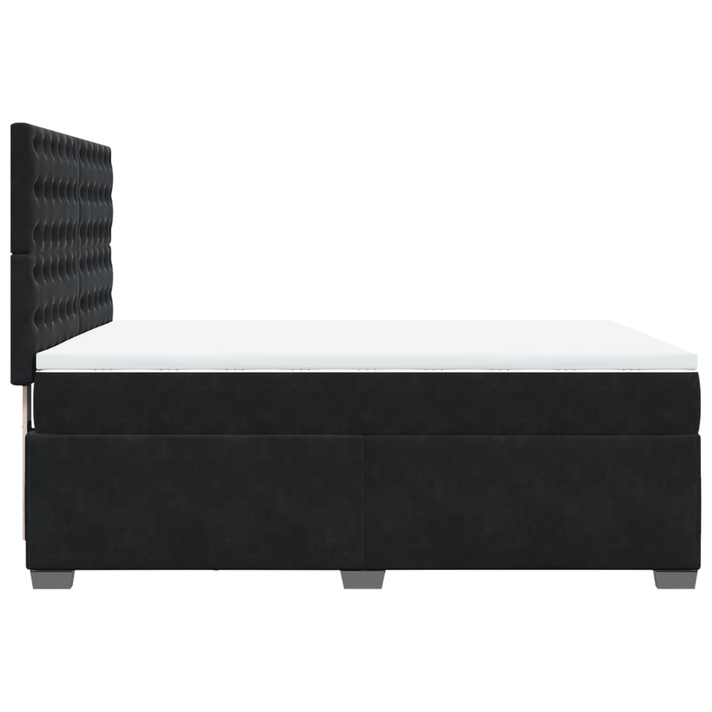Giroletto a Molle con Materasso Nero 160x200 cm in Velluto | homemem39