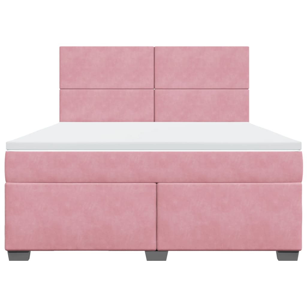 Giroletto a Molle con Materasso Rosa 180x200 cm in Velluto