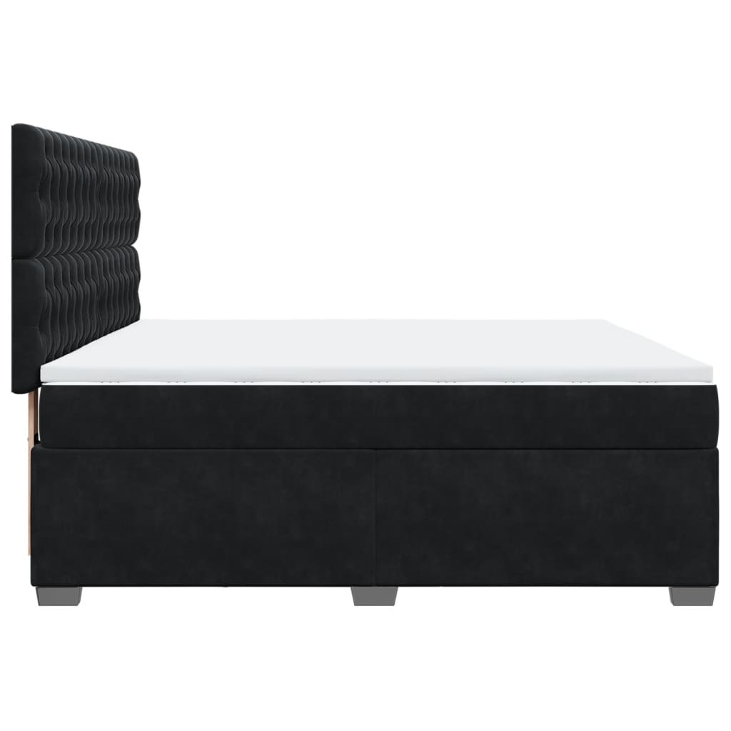 Giroletto a Molle con Materasso Nero 180x200 cm in Velluto | homemem39