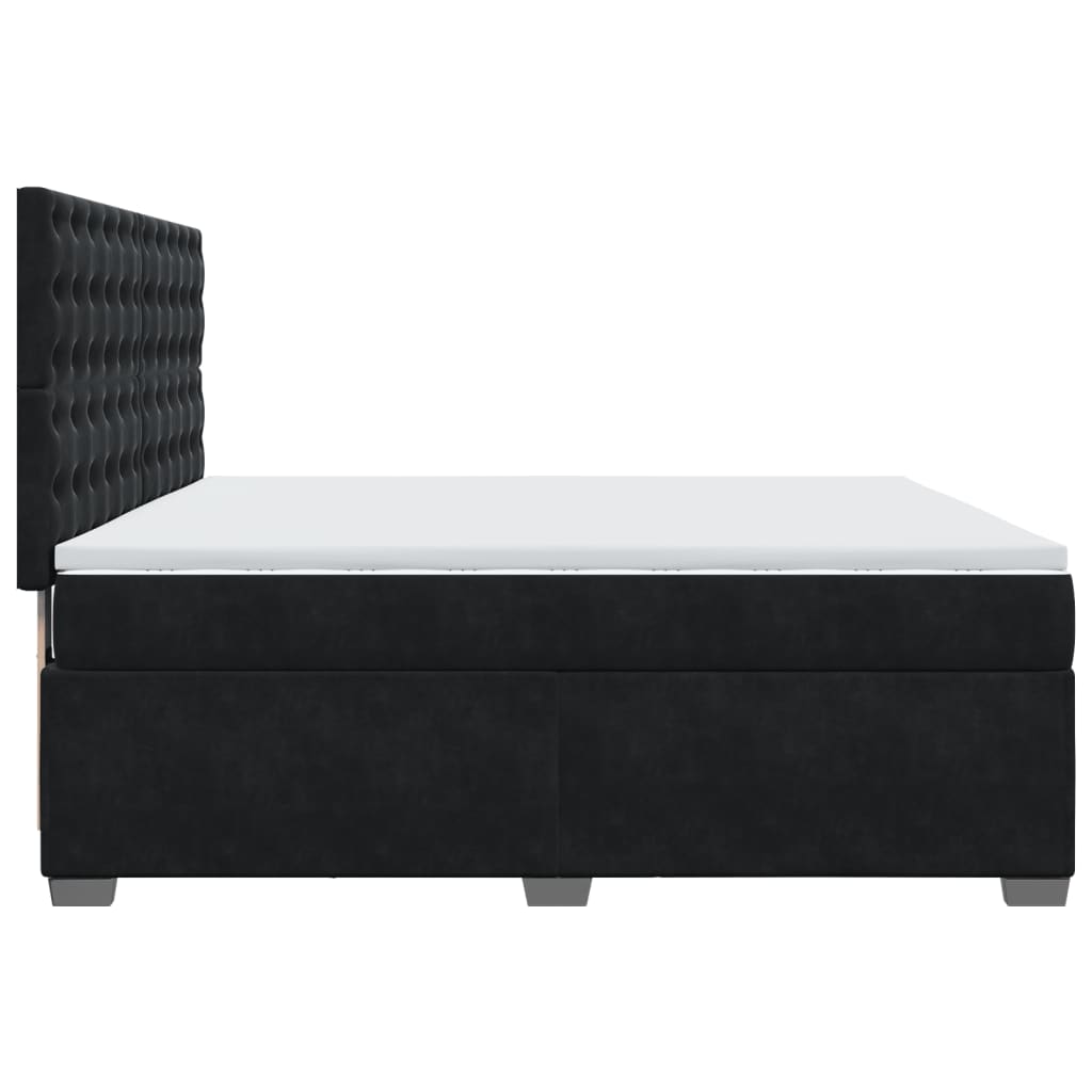 Giroletto a Molle con Materasso Nero 180x200 cm in Velluto | homemem39