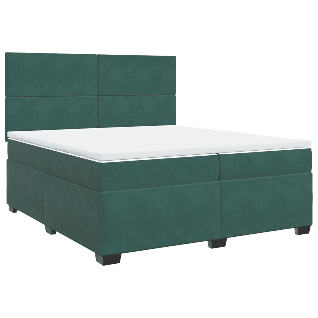 Giroletto a Molle con Materasso Verde Scuro 200x200 cm Velluto
