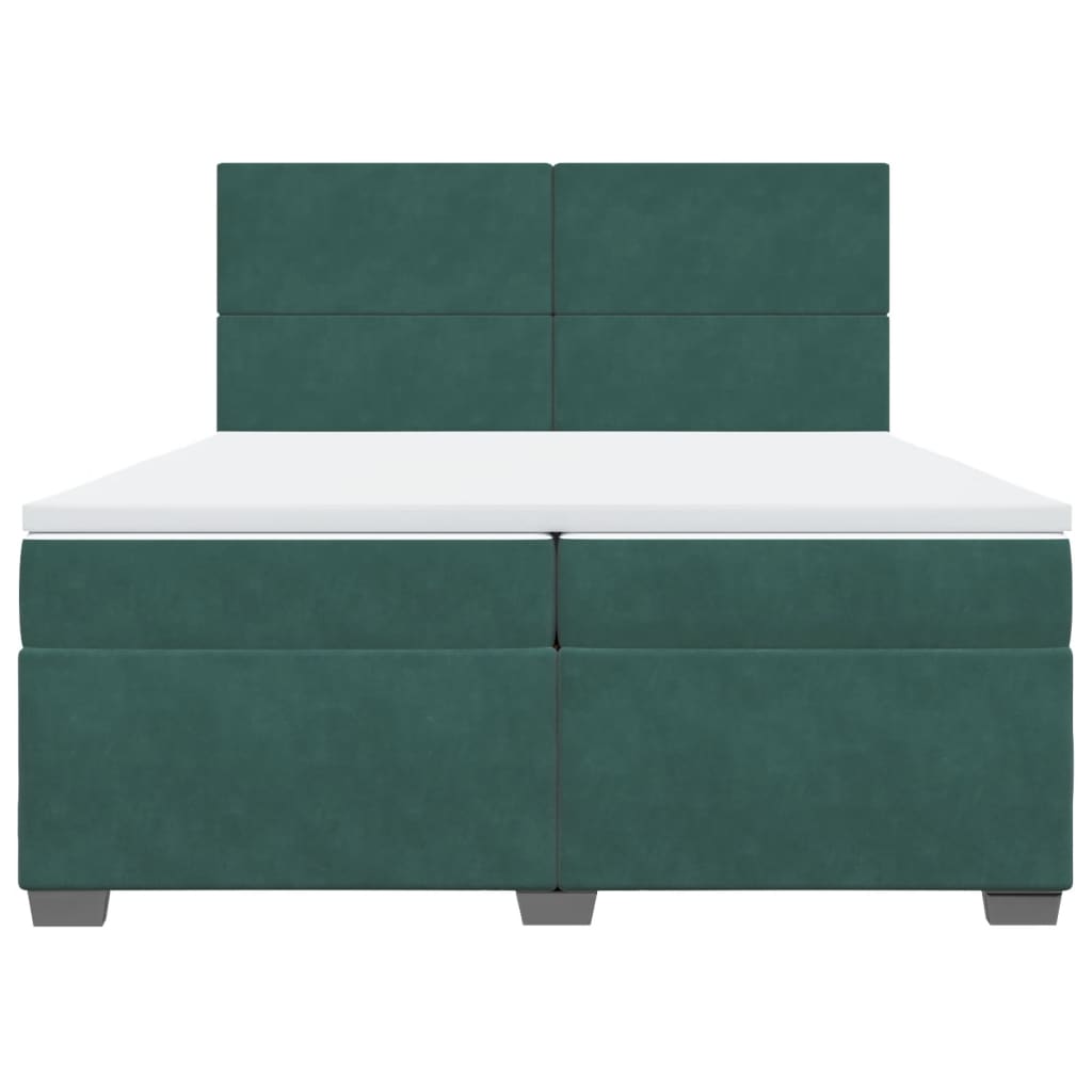 Giroletto a Molle con Materasso Verde Scuro 200x200 cm Velluto