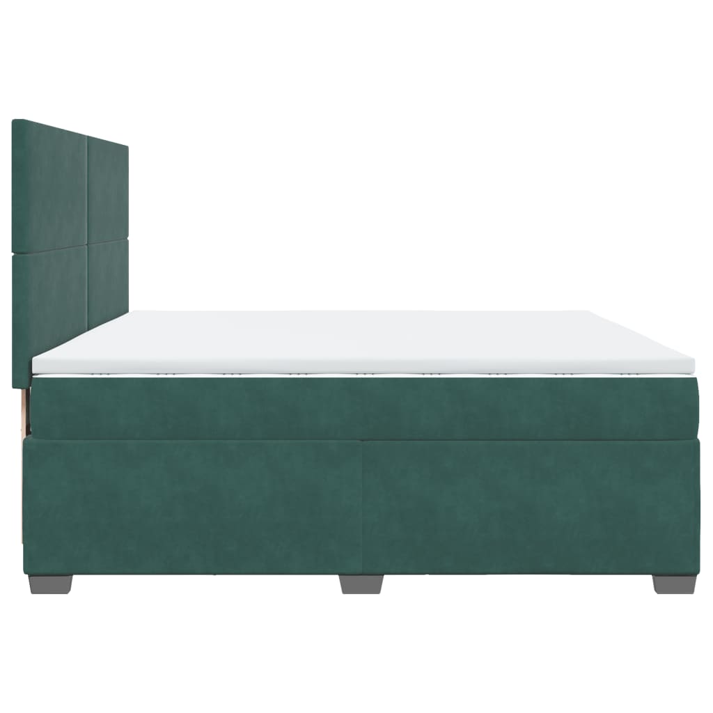Giroletto a Molle con Materasso Verde Scuro 200x200 cm Velluto