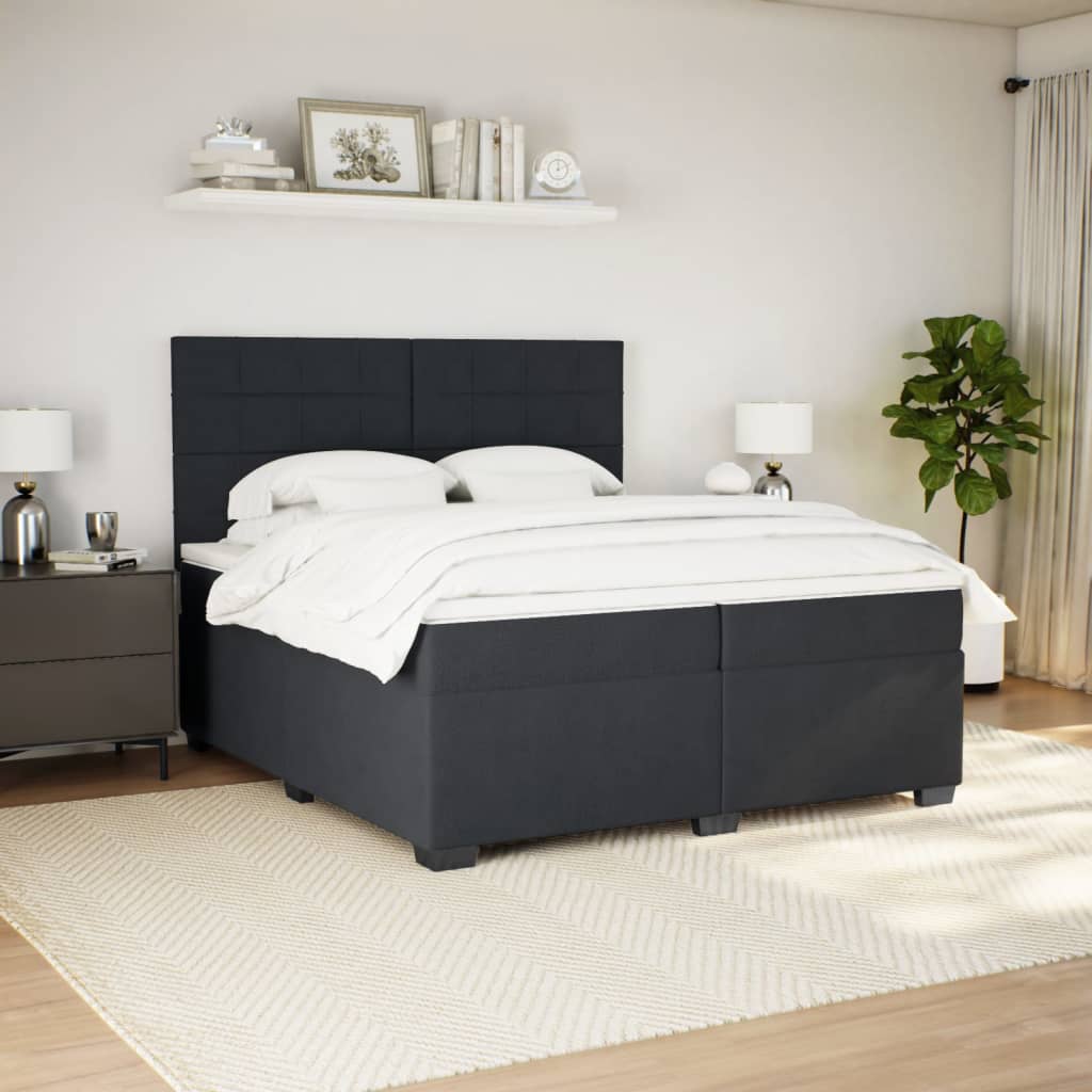 Giroletto a Molle con Materasso Nero 200x200 cm in Velluto