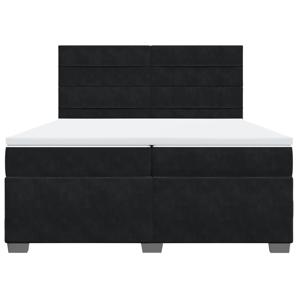 Giroletto a Molle con Materasso Nero 200x200 cm in Velluto