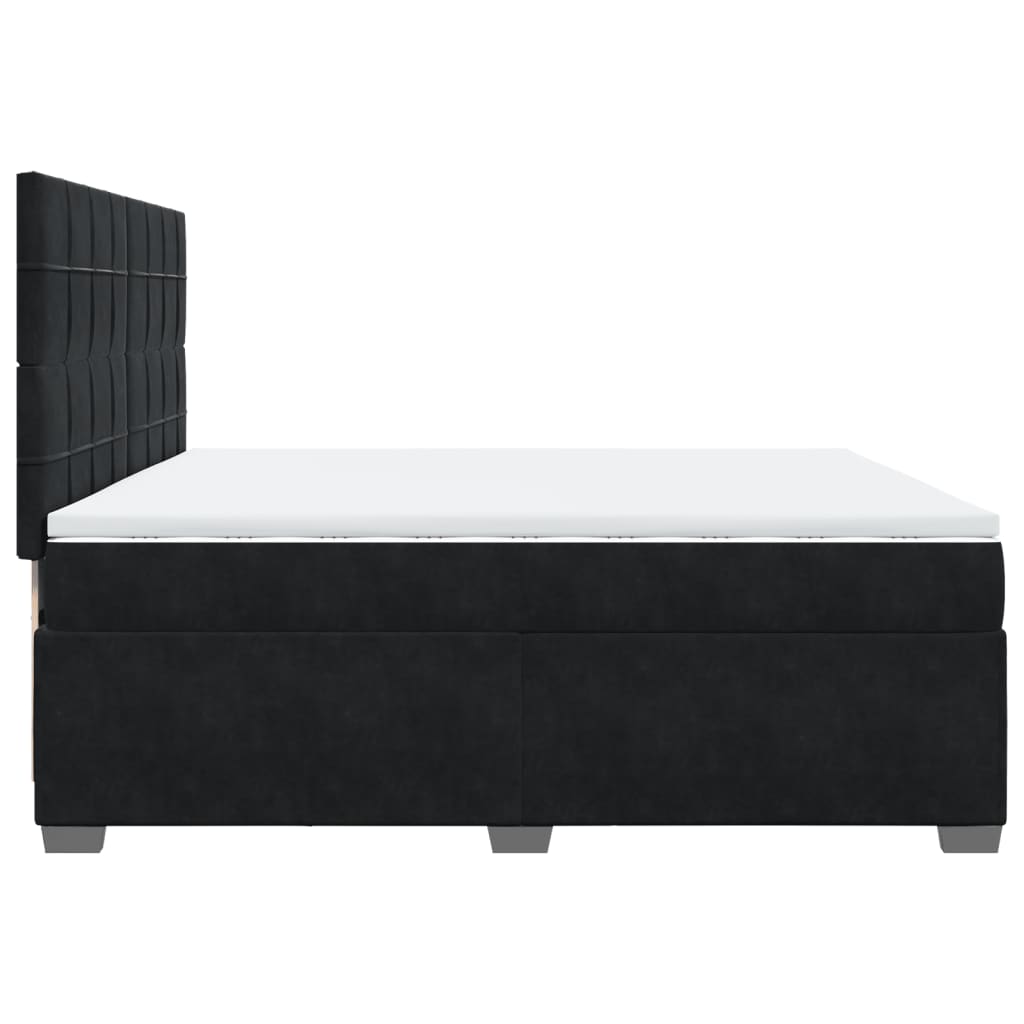 Giroletto a Molle con Materasso Nero 200x200 cm in Velluto