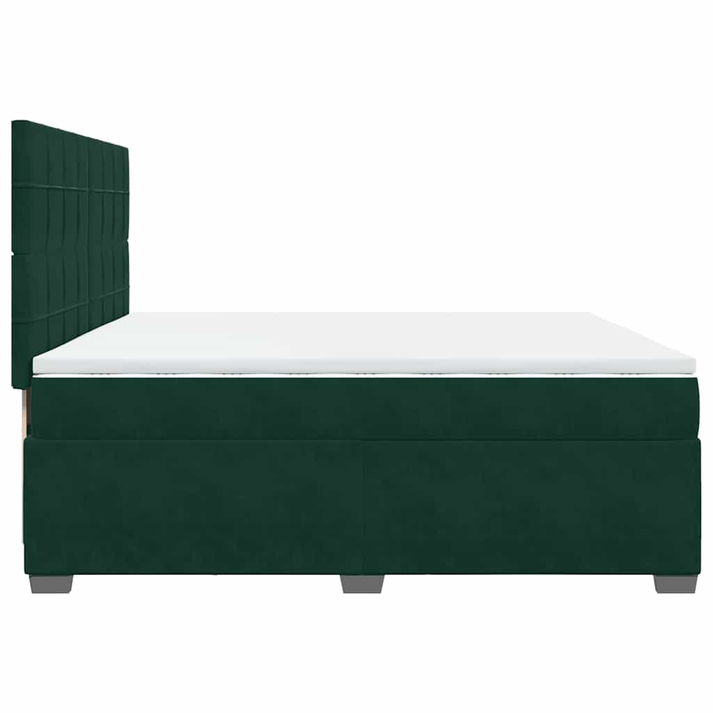 Giroletto a Molle con Materasso Verde Scuro 200x200 cm Velluto | homemem39