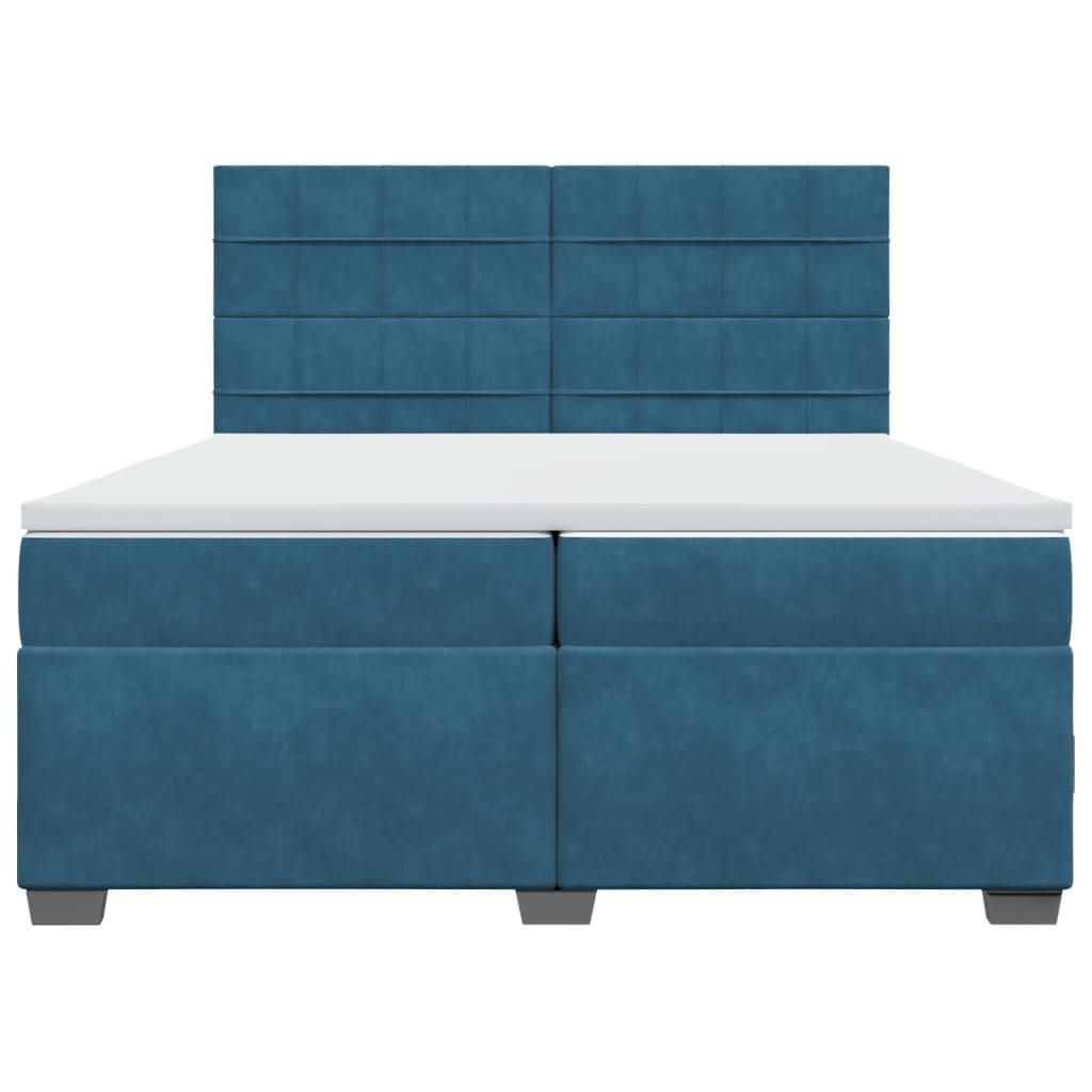 Giroletto a Molle con Materasso Blu 200x200 cm in Velluto
