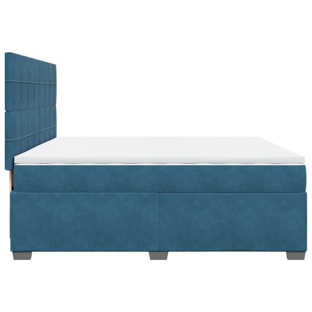 Giroletto a Molle con Materasso Blu 200x200 cm in Velluto