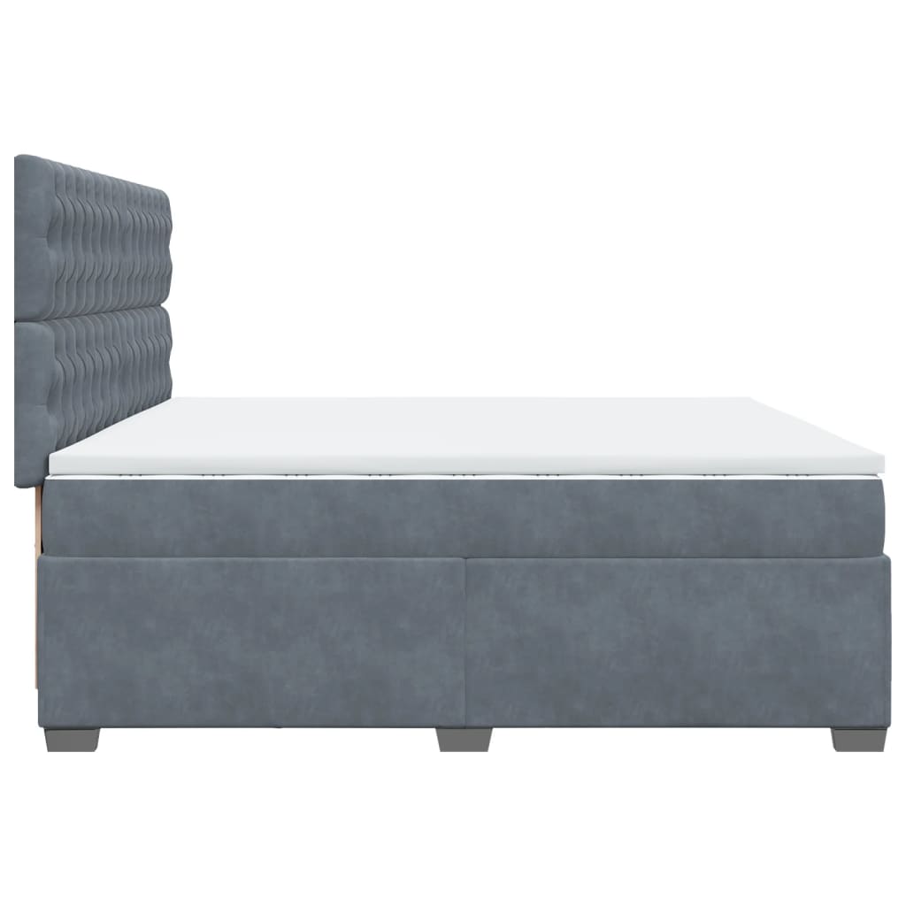 Giroletto a Molle con Materasso Grigio Scuro 200x200 cm Velluto | homemem39