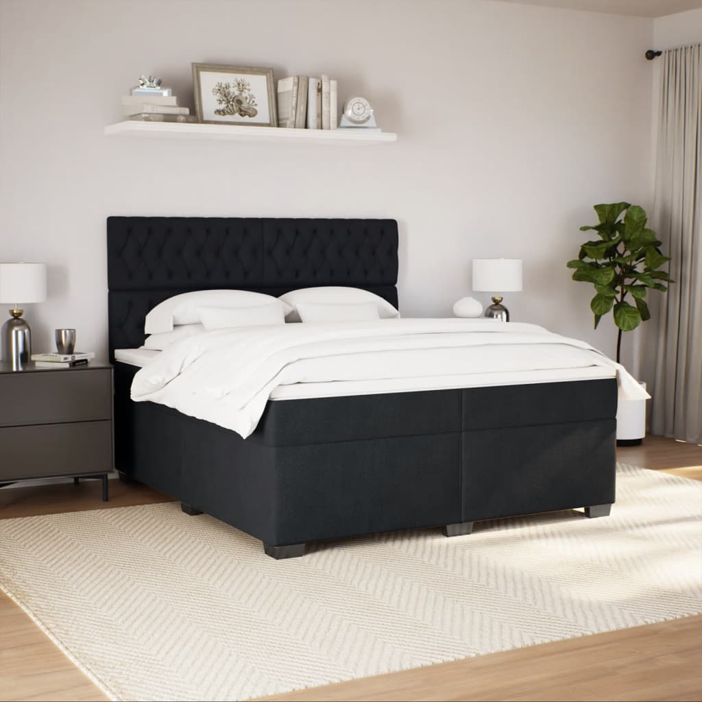 Giroletto a Molle con Materasso Nero 200x200 cm in Velluto