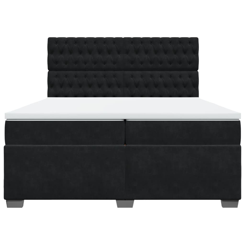 Giroletto a Molle con Materasso Nero 200x200 cm in Velluto