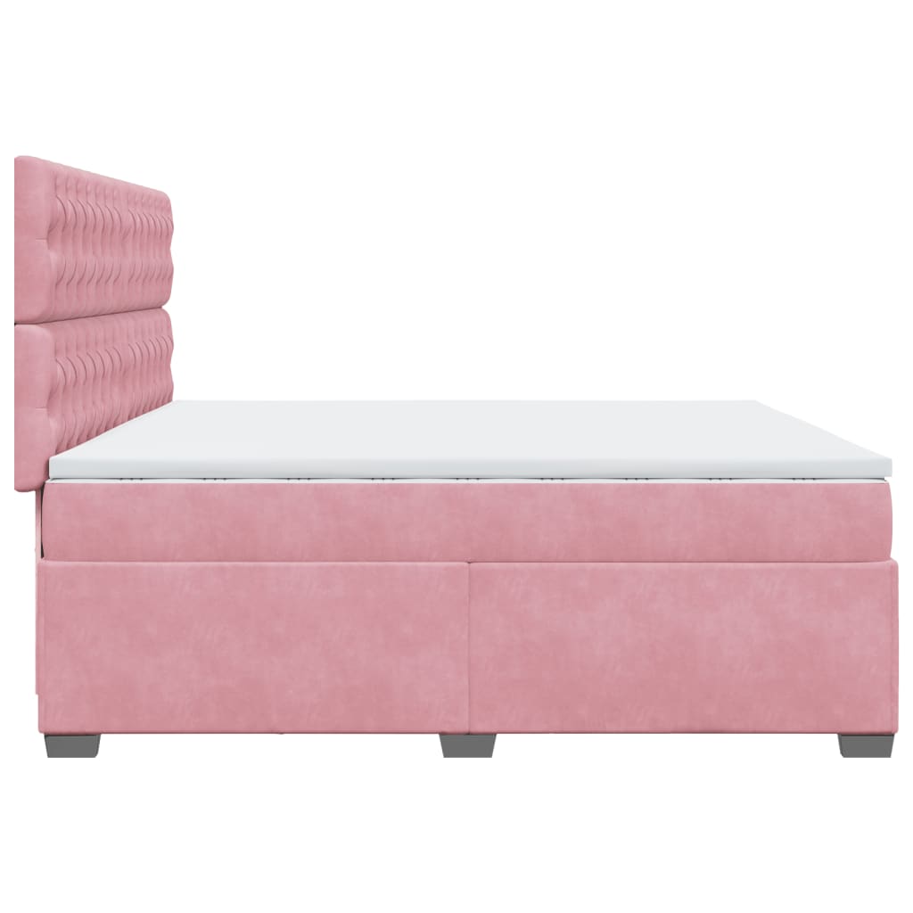 Giroletto a Molle con Materasso Rosa 200x200 cm in Velluto