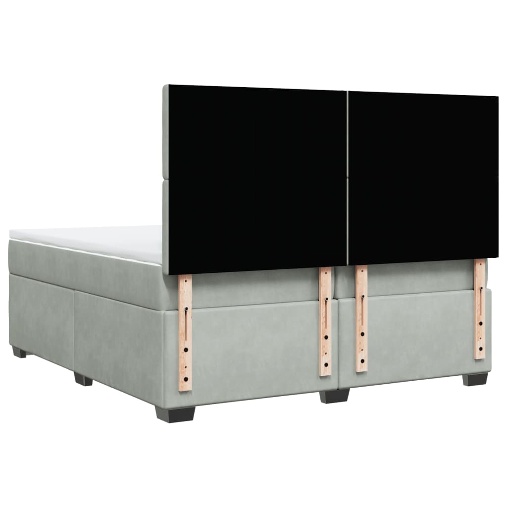 Giroletto a Molle con Materasso Grigio Chiaro 200x200cm Velluto
