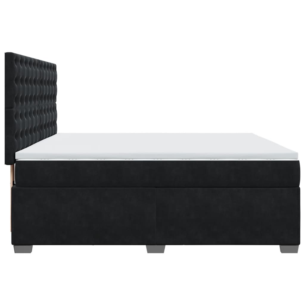 Giroletto a Molle con Materasso Nero 200x200 cm in Velluto | homemem39