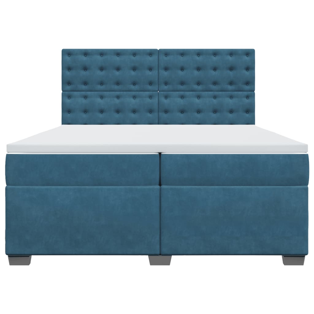 Giroletto a Molle con Materasso Blu 200x200 cm in Velluto