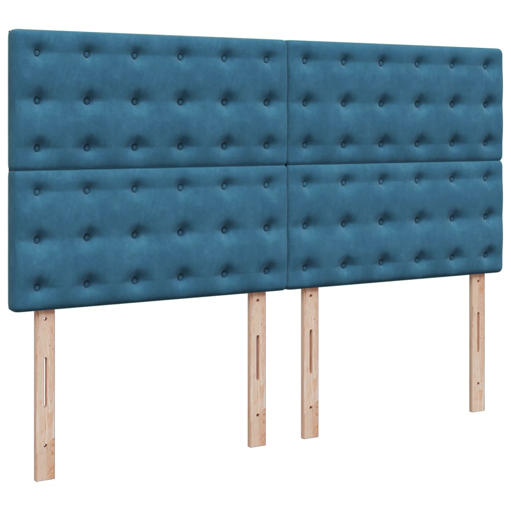 Giroletto a Molle con Materasso Blu 200x200 cm in Velluto