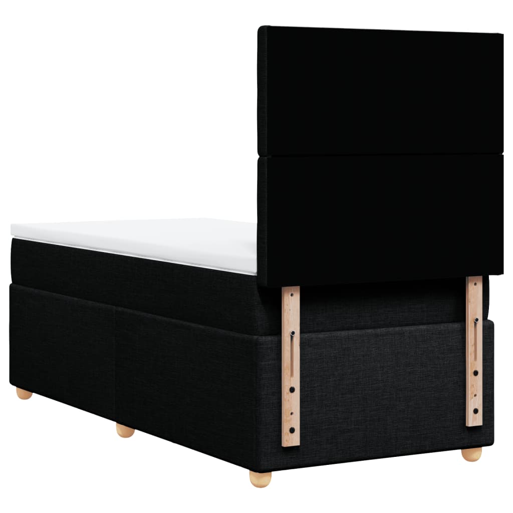 Giroletto a Molle con Materasso Nero 90x190 cm in Tessuto