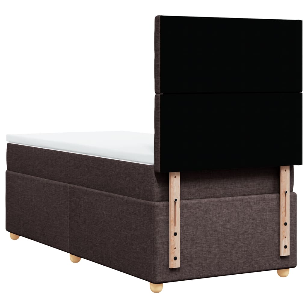 Giroletto a Molle con Materasso Marrone Scuro 90x190cm Tessuto