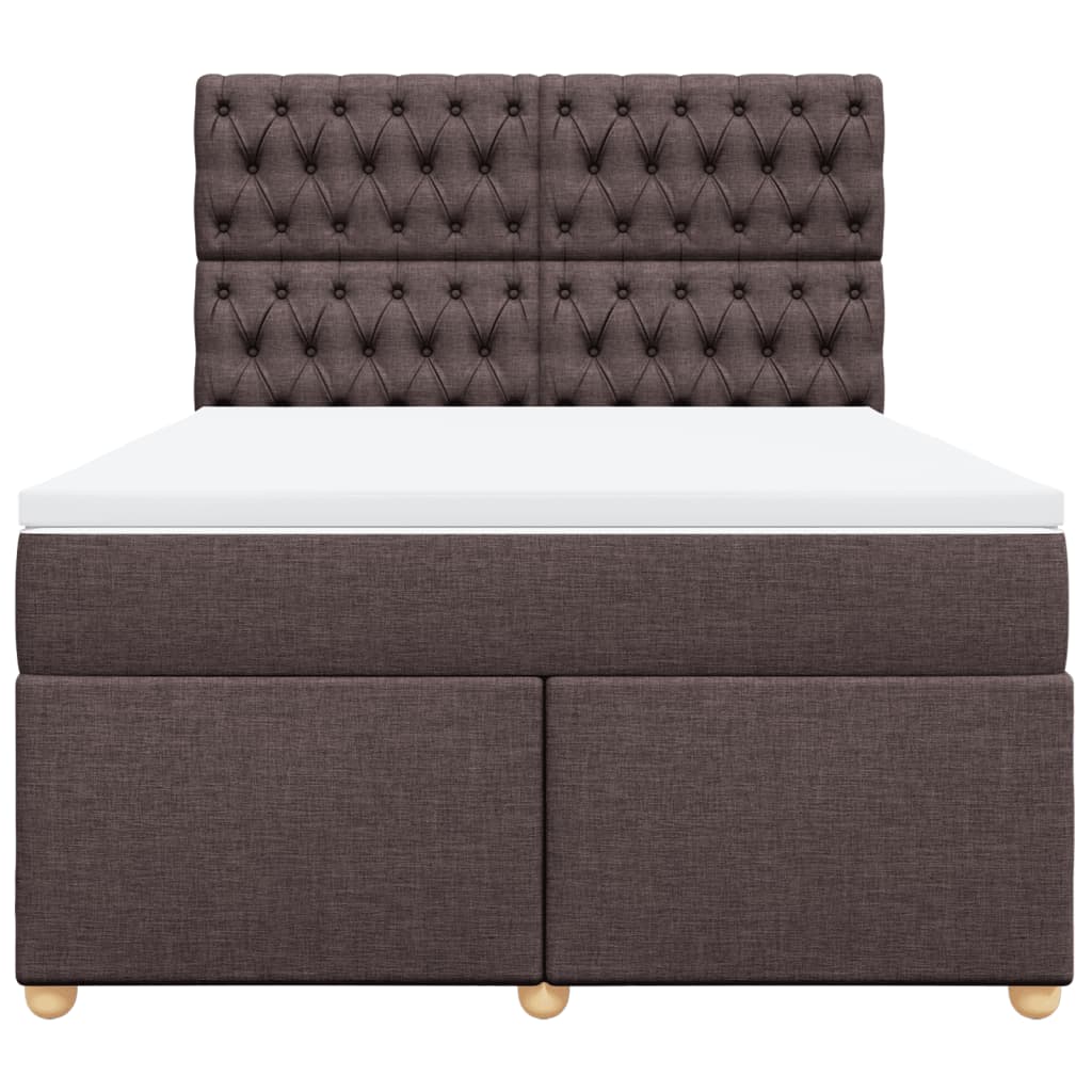 Giroletto a Molle con Materasso Marrone Scuro 140x200cm Tessuto