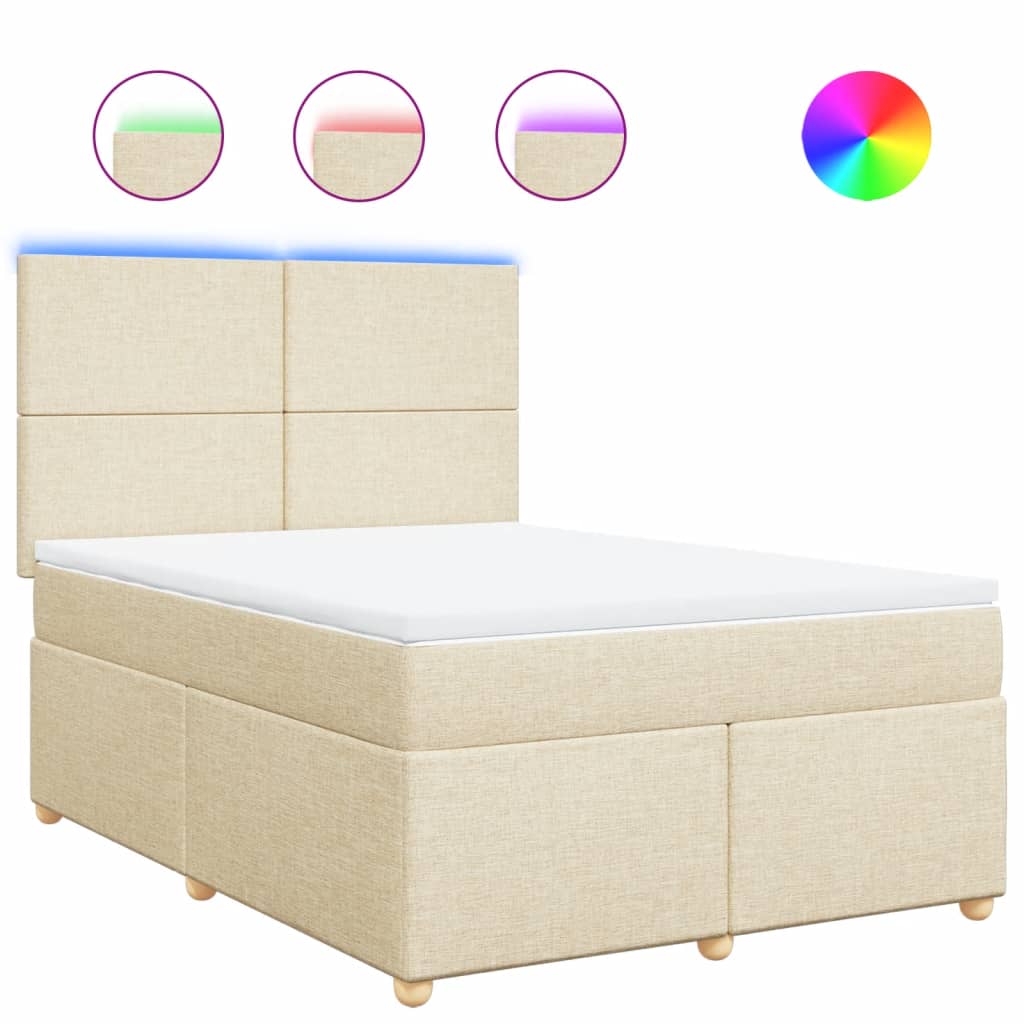 Giroletto a Molle con Materasso Crema 160x200 cm in Tessuto