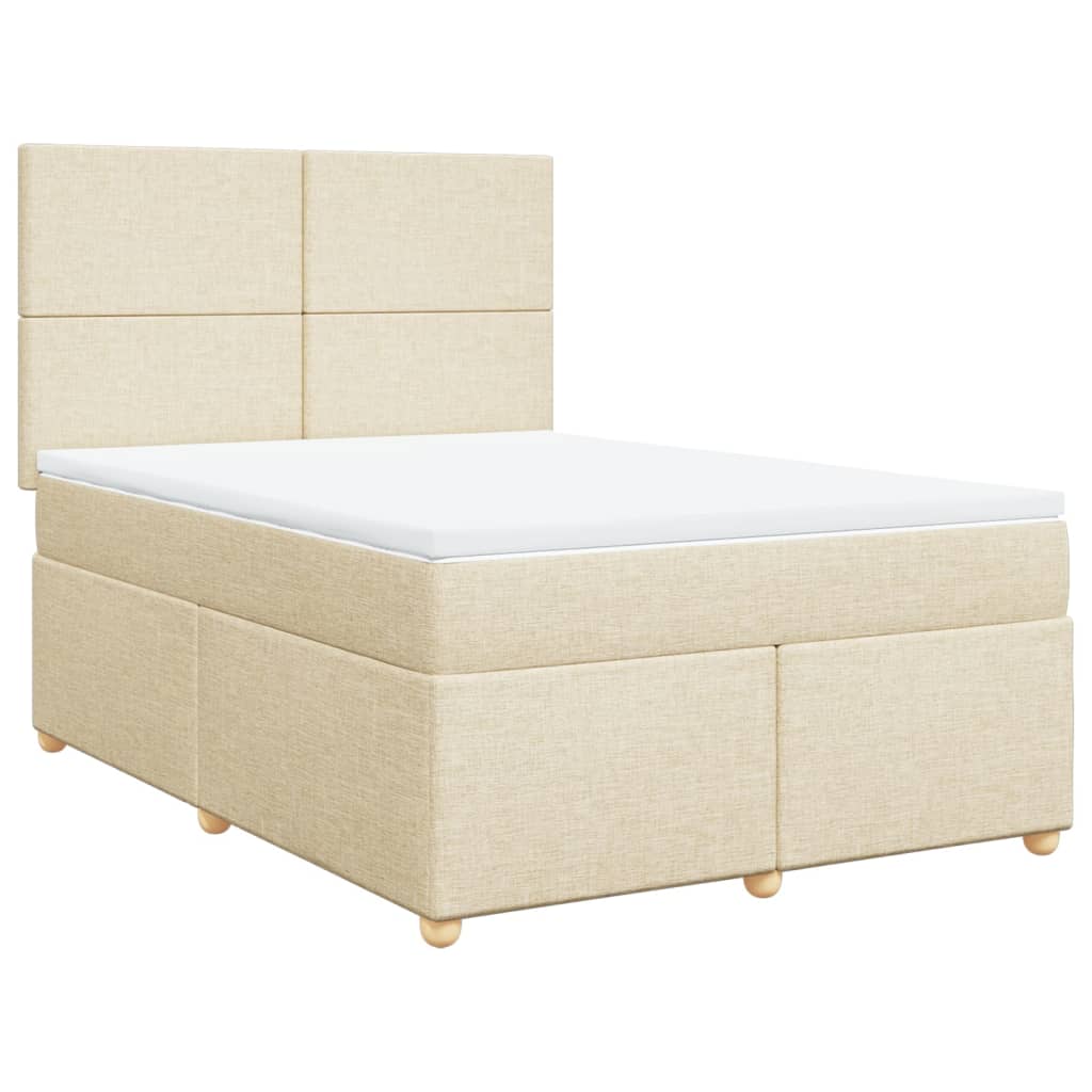 Giroletto a Molle con Materasso Crema 160x200 cm in Tessuto
