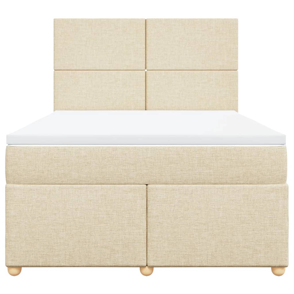 Giroletto a Molle con Materasso Crema 160x200 cm in Tessuto