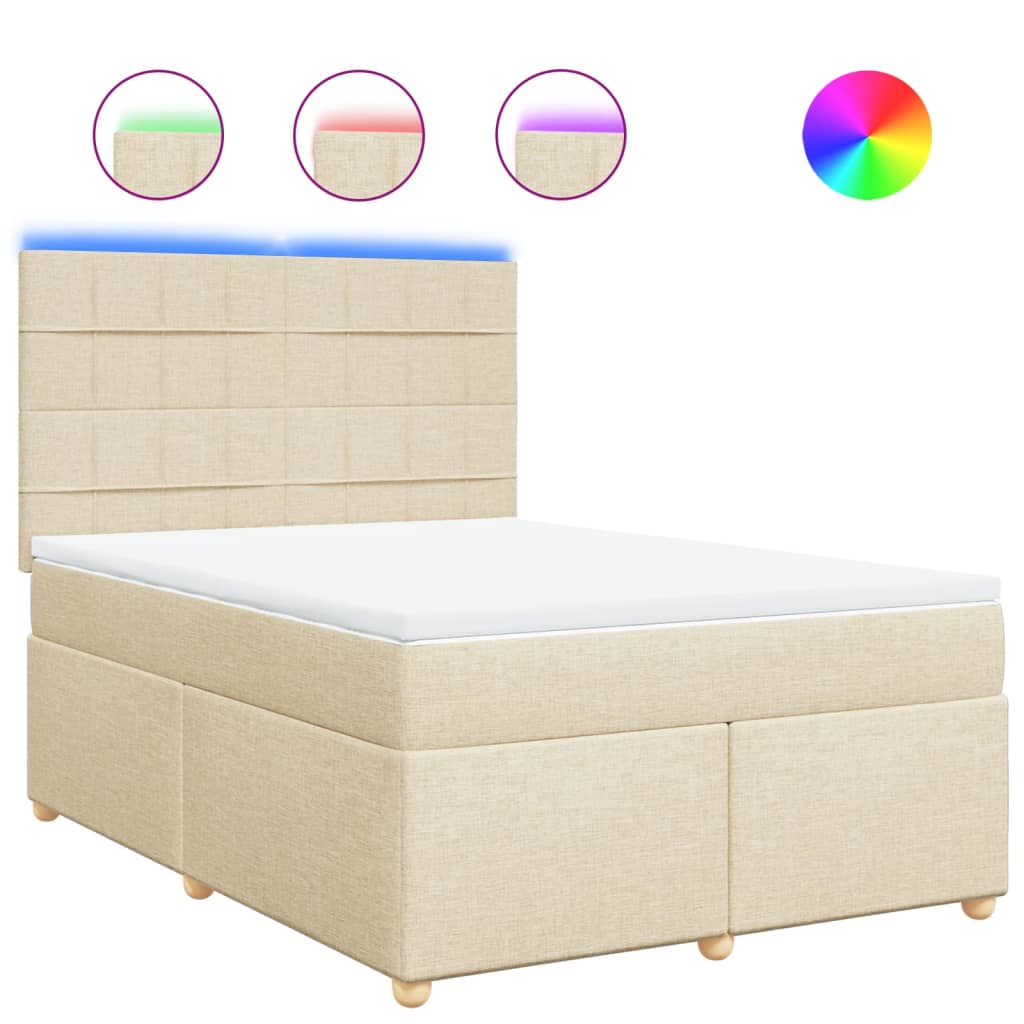 Giroletto a Molle con Materasso Crema 160x200 cm in Tessuto
