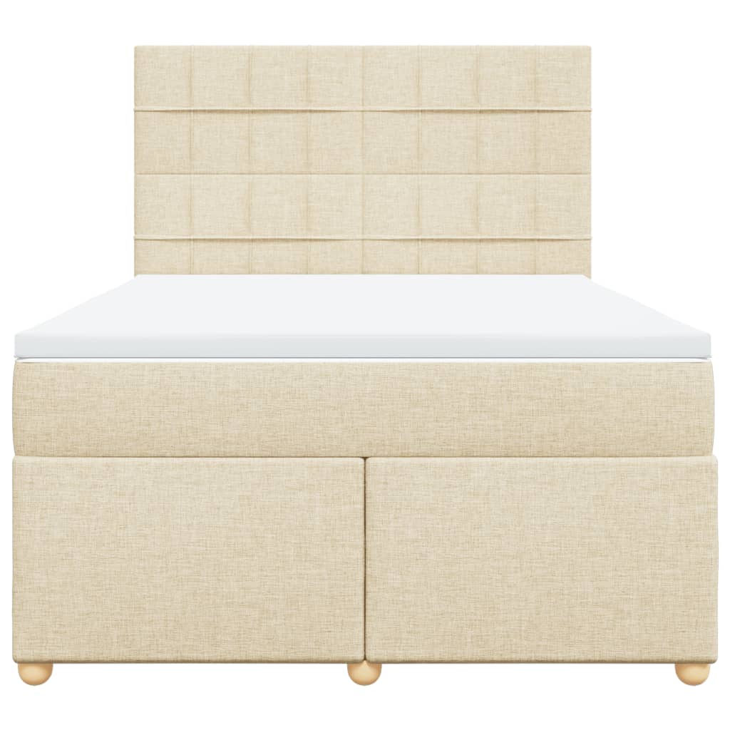 Giroletto a Molle con Materasso Crema 160x200 cm in Tessuto