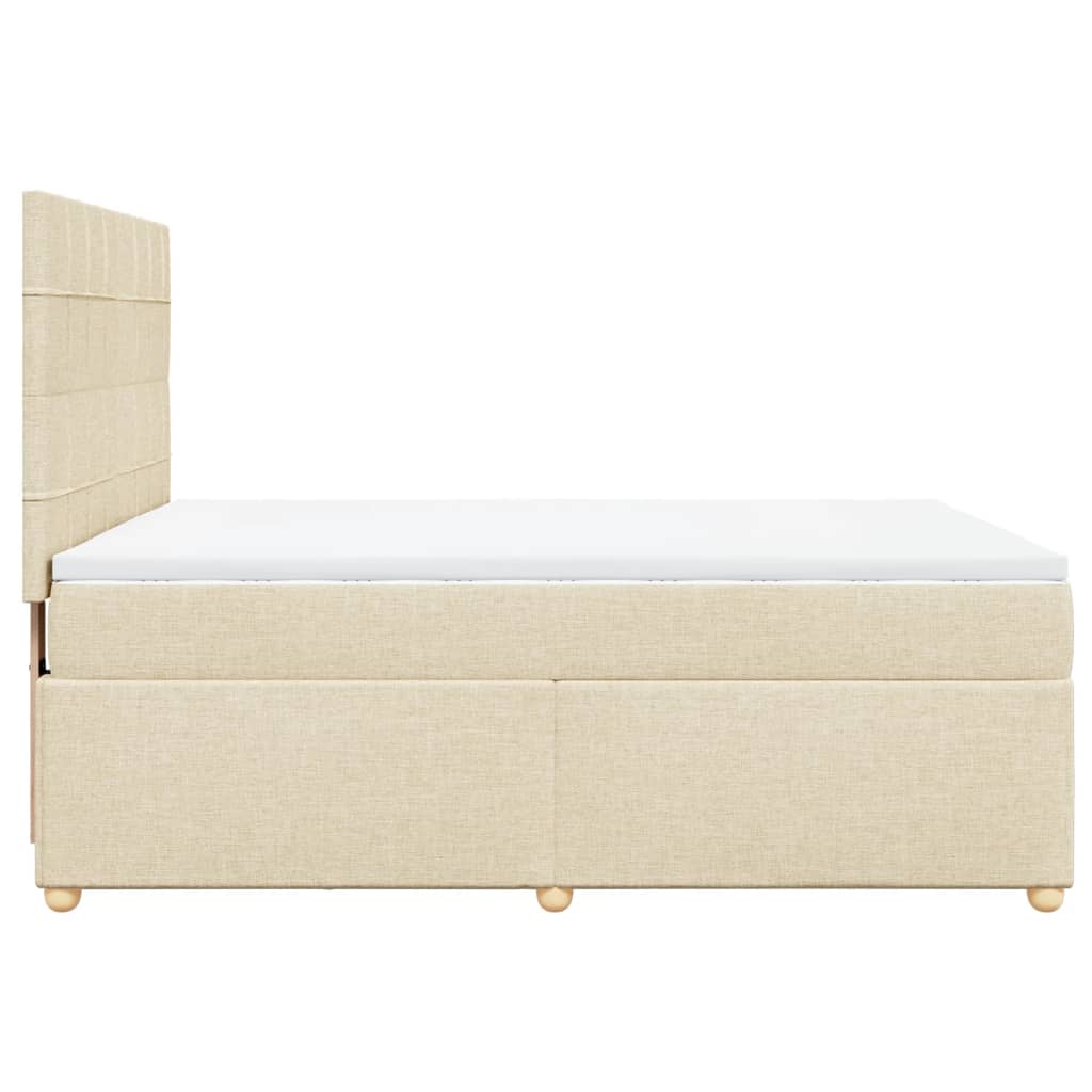 Giroletto a Molle con Materasso Crema 160x200 cm in Tessuto