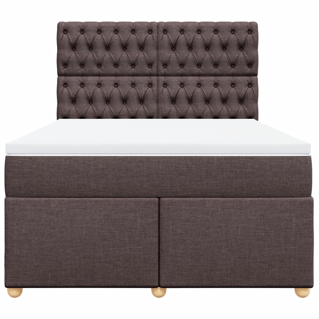 Giroletto a Molle con Materasso Marrone Scuro 160x200cm Tessuto