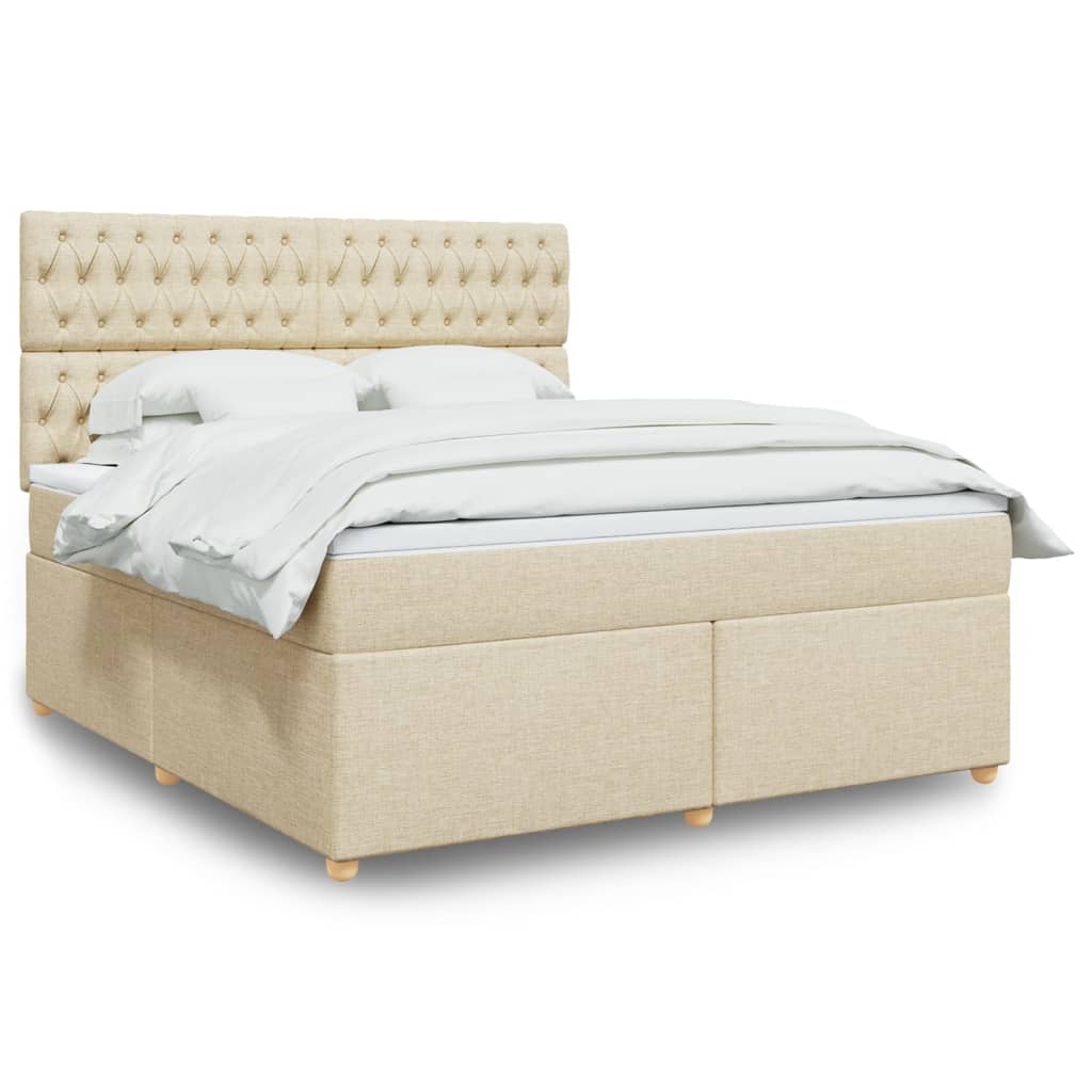 Giroletto a Molle con Materasso Crema 180x200 cm in Tessuto
