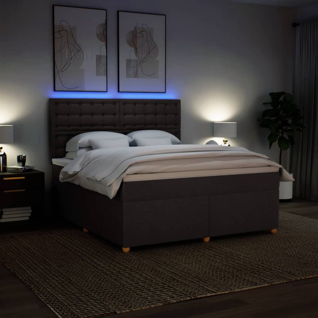 Giroletto a Molle con Materasso Marrone Scuro 180x200cm Tessuto