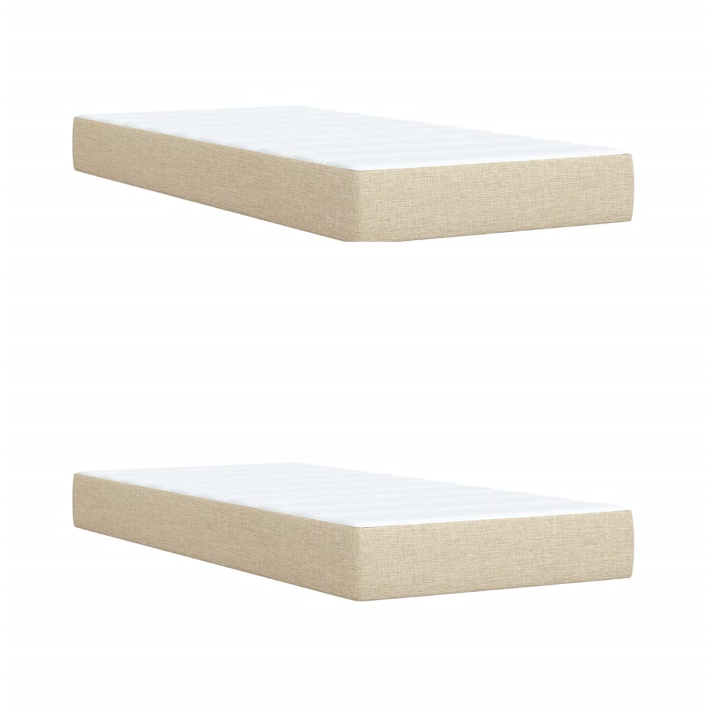 Giroletto a Molle con Materasso Crema 200x200 cm in Tessuto | homemem39