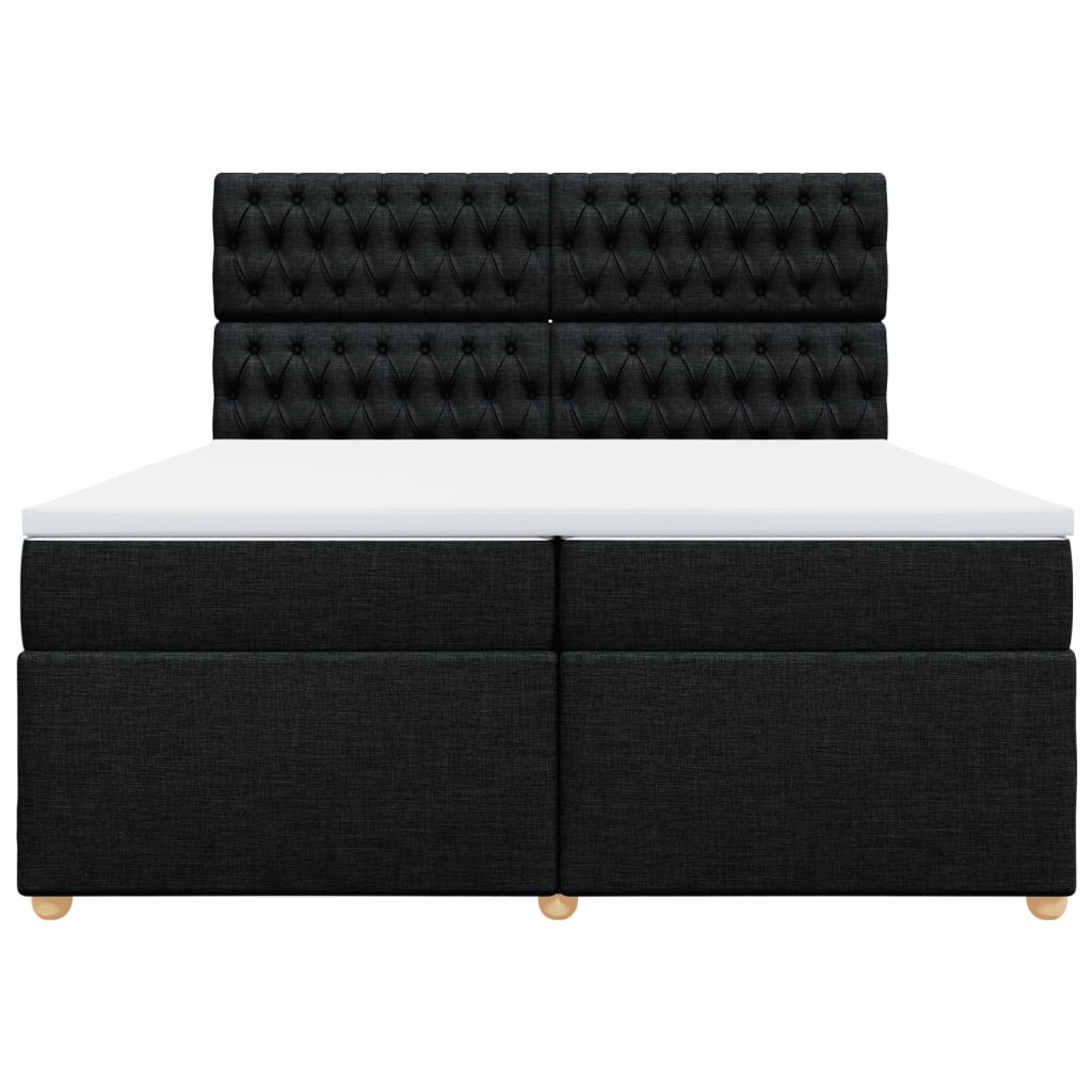 Giroletto a Molle con Materasso Nero 200x200 cm in Tessuto